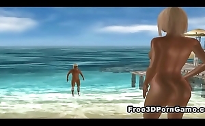 Two 3D cartoon babes getting screwed to the fore beach