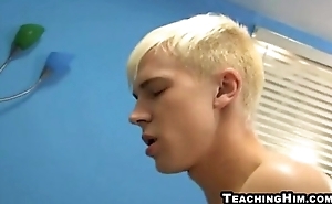 Blond guy sucking some cock winning he sits on colour up rinse wide fuck