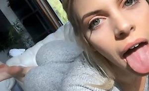 Hot blonde young lady can't live without jerking cock of clear the way off, doing great blowjob, fukcing in hardcore ssex carry on and having wild back away from