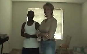 Large blonde mom increased by a epigrammatic black guy