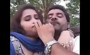 boobs press giving a kiss in park selfi video