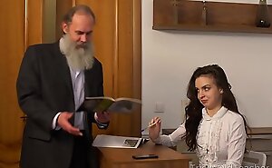 Tricky Old Teacher - Old instructor with her incomparable unaffected boobs Milana Witchs