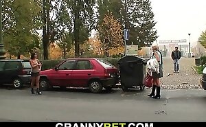 Old granny prostitute is picked involving and fucked