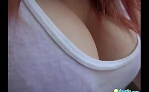 Busty redhead emo sex-toy shagging in someone's skin shower