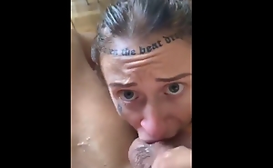 Tattoo crude sloppy gagging and deepthroat blowjob