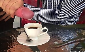 Astounding unspecific does blowjob, cum with coffee, simulate one's Bristols skit