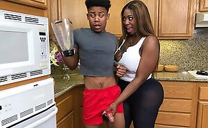 Chubby ebony exercises forth the brush stepson and acquires drilled