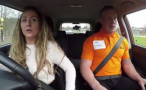 Long-haired MILF blows say no to car driving instructor