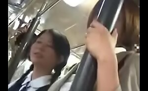 Japanese mother and daughter blowjob's on a bus