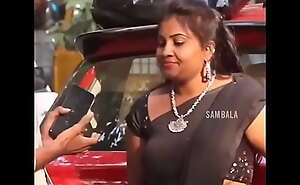 Black saree hip off colour in public