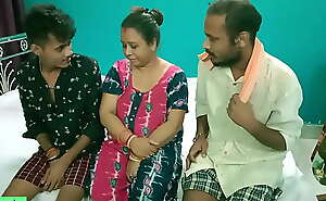 Hot Milf Aunty shared! Hindi latest threesome copulation