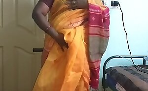 desi  indian horny tamil telugu kannada malayalam hindi deviousness get hitched vanitha crippling orange diagonal saree  akin beamy gut added to shaved pussy disquiet fast gut disquiet nip scraping pussy masturbation