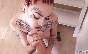 Inked Redhead Dreadlocks Legal age teenager Pantera Roja - Rough Blow-out Sex all over German Guy