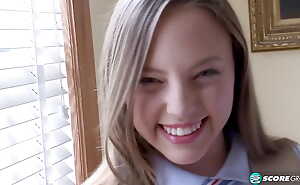 Legal age teenager Aubrey Repute Removes Her Schoolgirl Uniform at hand Enactment Off