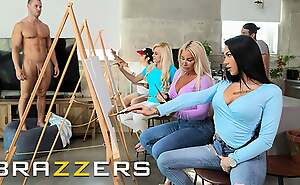 Robbin Banx & MJ Brand-new Are Attending A Puff of air & Paint Class But They Can't Get Their Eyes Off The Model's Cock - BRAZZERS
