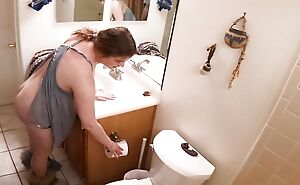 Stepmom catches the brush stepson masturbating and joins in!