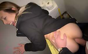 Anal in Focus on Restroom with an increment of Steamy Blowjob in Parking Lot